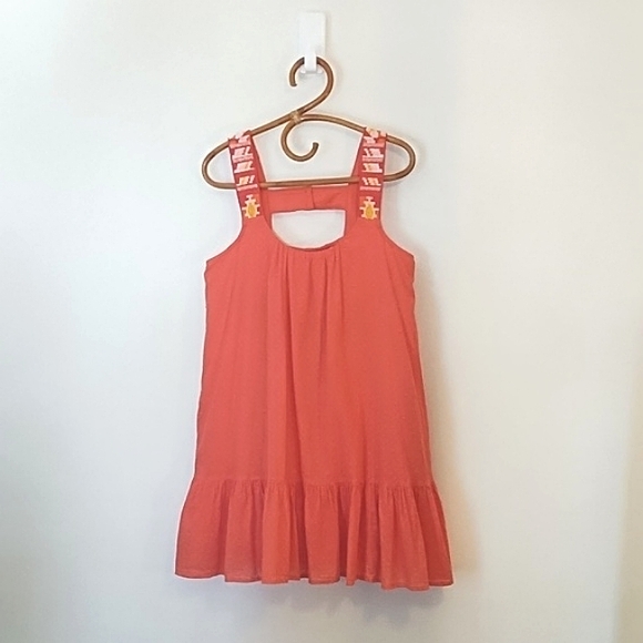 Anthropologie Coral Embroidered Coastal Boho Tunic Dress Size Small - Picture 3 of 11